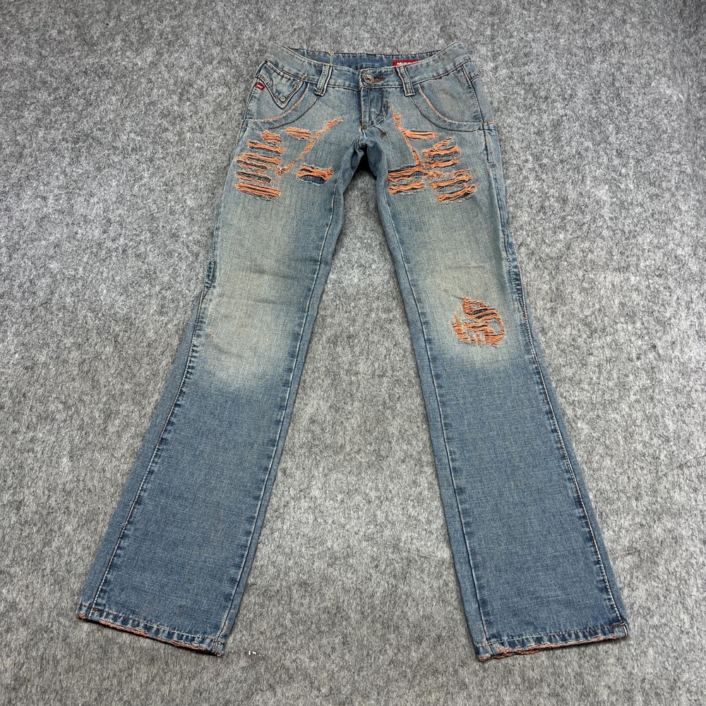 Miss Sixty Jeans Womens 26 Low Rise Slim Straight Distressed Made in Italy M60